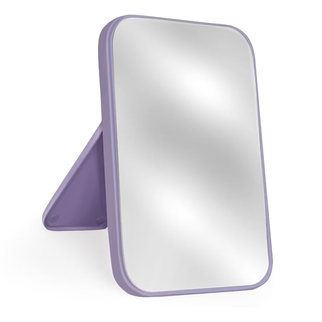 Yatnks 8-Inch Table Desk Vanity Makeup Mirror, Simple Portable Travel Mirror With Stand, Standing And Wall Hanging Dual-Use, Pur