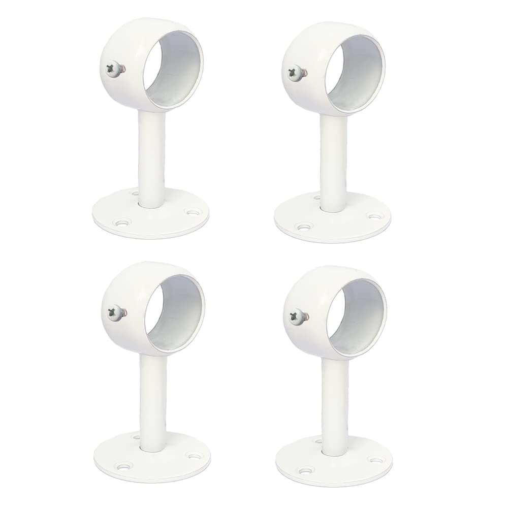 Fytrondy White Edition Stainless Steel Wardrobe Pipe, Closet Lever Support Rod Holder Socket Bracket (1-1/4 Inch 4 Pack)