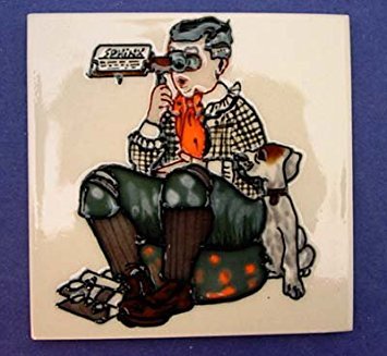 Norman Rockwell Ceramic Coaster/Tile - The Sphinx Stereoscope