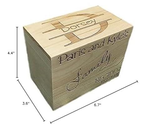 Lgu Monogrammed Personalized Custom Family Recipe Box Wood Box With Recipe Card Dividers
