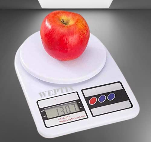 Weptix Digital Kitchen Scale  Electronic Weighing Scale For Home | 10 Kg Capacity For Spices, Vegetables, Liquids | White