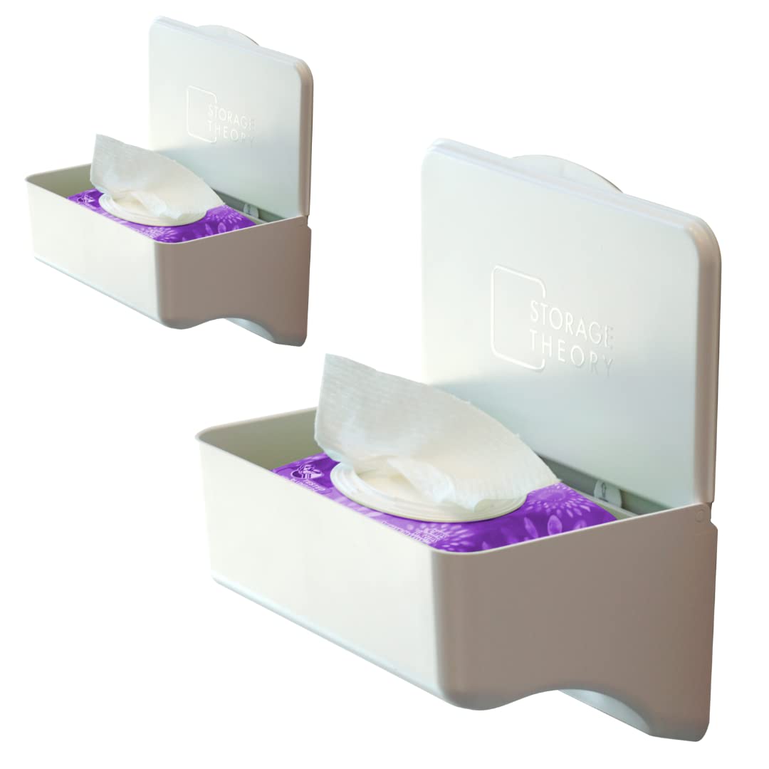 Storage Theory Bathroom Wipes Holder Dispenser With Shelf - Restroom Organizer & Toilet Wipe Holder For Bathroom Must Haves - To