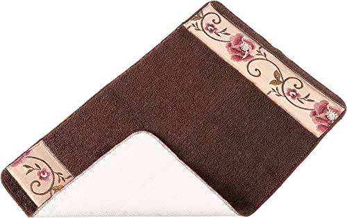 Zahari Home Larrisa Floral Bathroom Rug Luxury Bath Rug Washable Contemporary Decor Beautiful Shower Mat Unique Design Stylish N