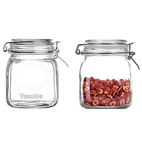 Vasukie Glass Jars With Airtight Lids Wide Mouth Storage Canister Jars Kitchen Storage Buckle Lid Canning Jar Dry Food Storage P