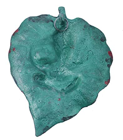 Shri Ganesh God Idol On Peepal Leaf Wall Hanging Statue (6X8 Inch,) (Green)