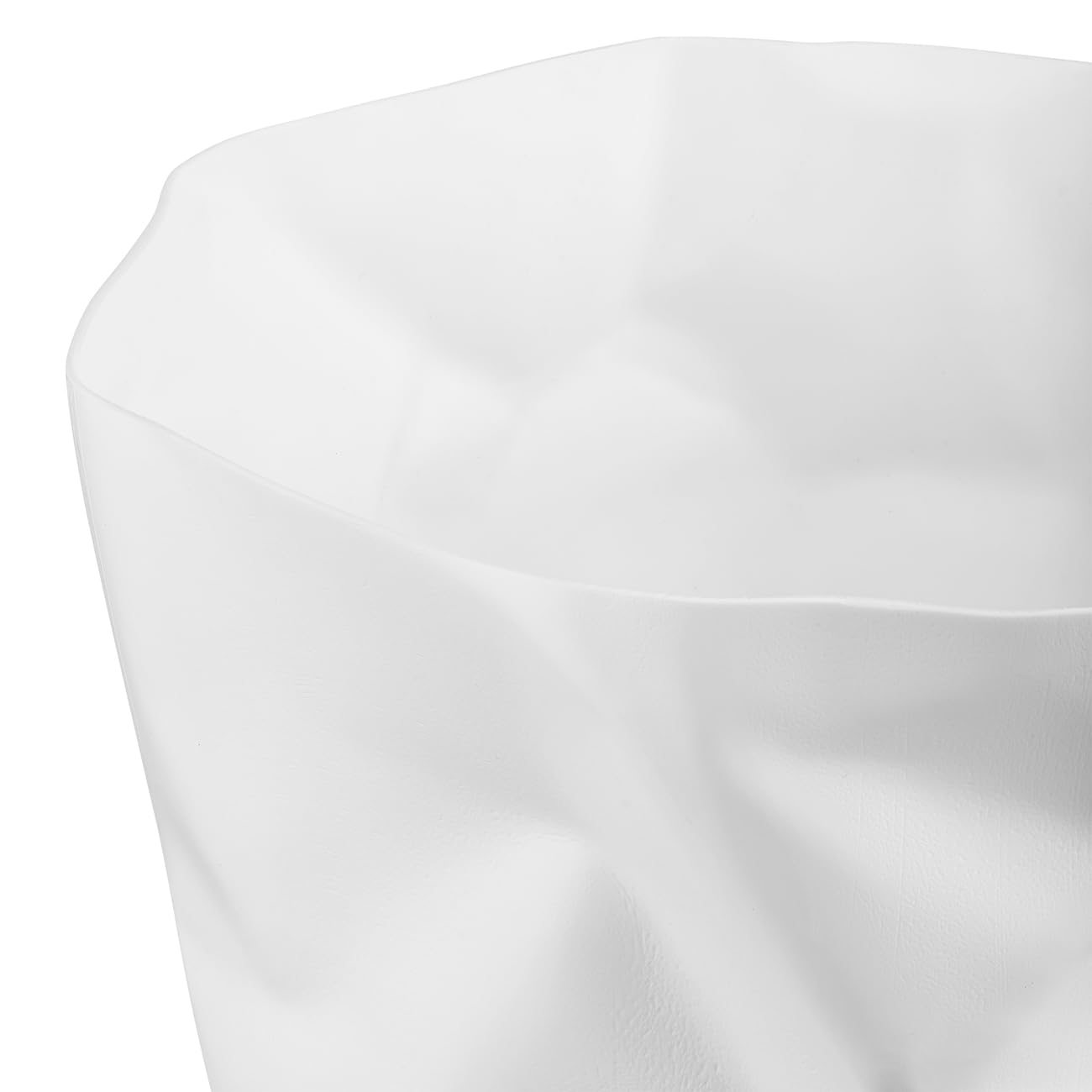 Essey Bin White Plastic Trash Can, 14 Liters, Diameter 33.1 Cm, Height 33 Cm, Crumpled Paper Design, By John Brauer