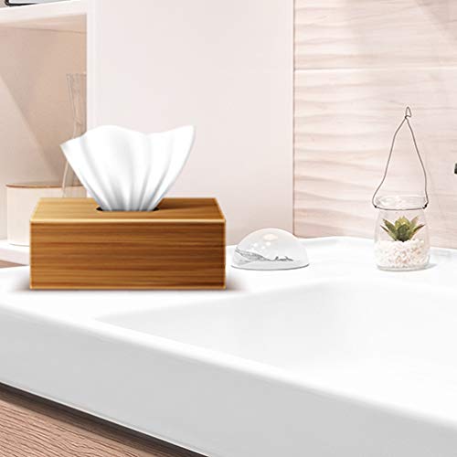 Performore Bamboo Tissue Box Cover - Water-Resistant Wooden Holder - 27x15.5x11.5 cm - Brown - Model OLTISSUEBX1
