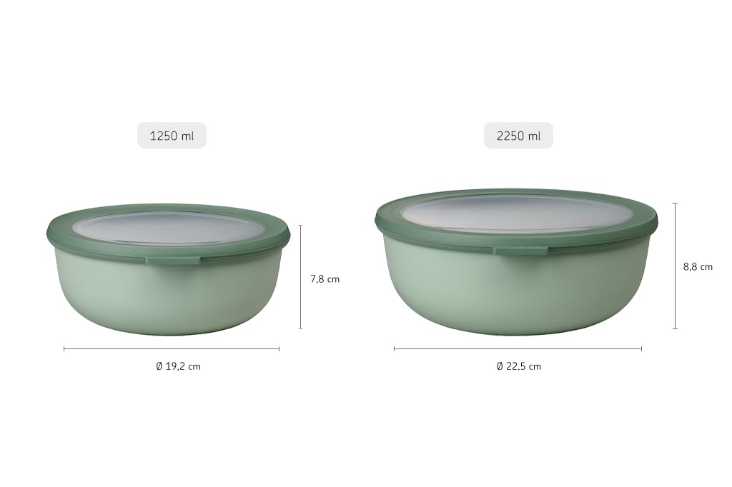 Rosti Mepal RST62120BLU Cirqula Multi Food Storage and Serving Bowl with Lid  Low 1.3 Quart  Nordic Blue