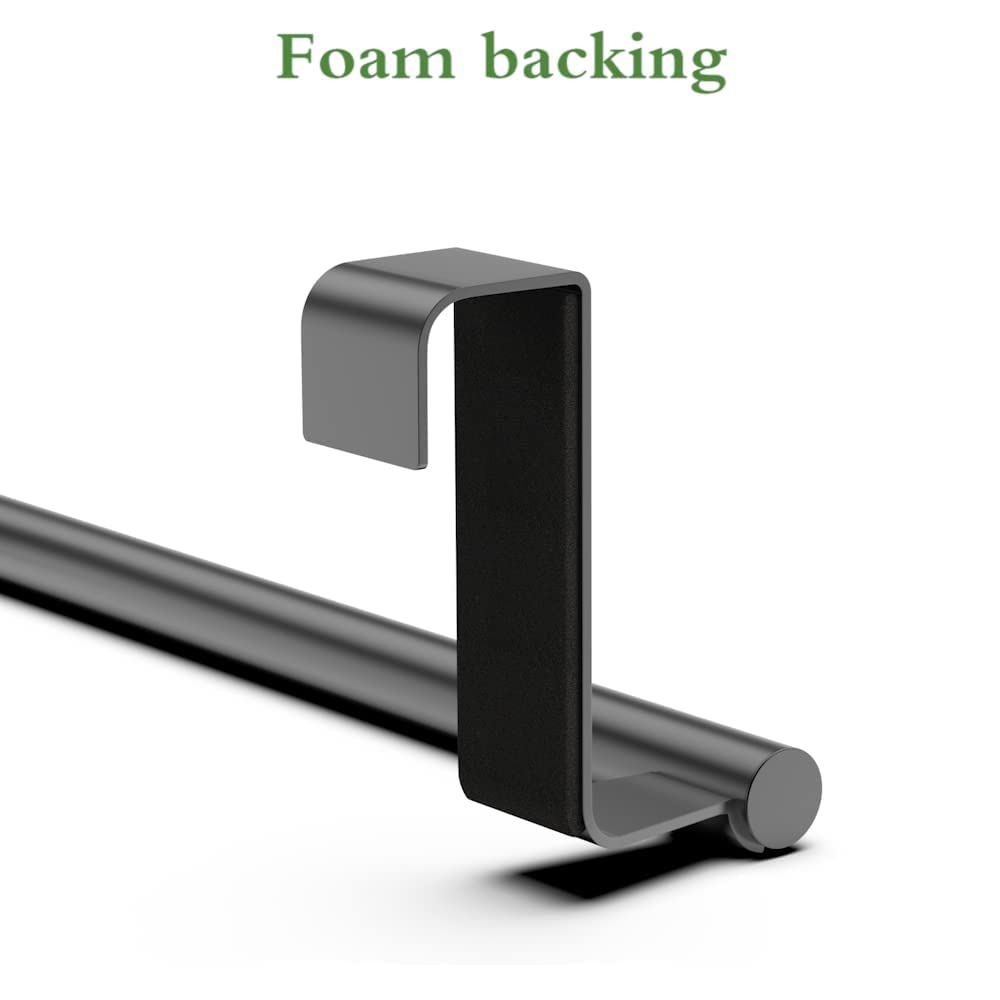 Kitchen Cabinet Towel Holder  9'' Professional Over Cabinet Towel Bar Rank  Universal Fit On Cupboard Doors  2 Pack Cool Bright Black