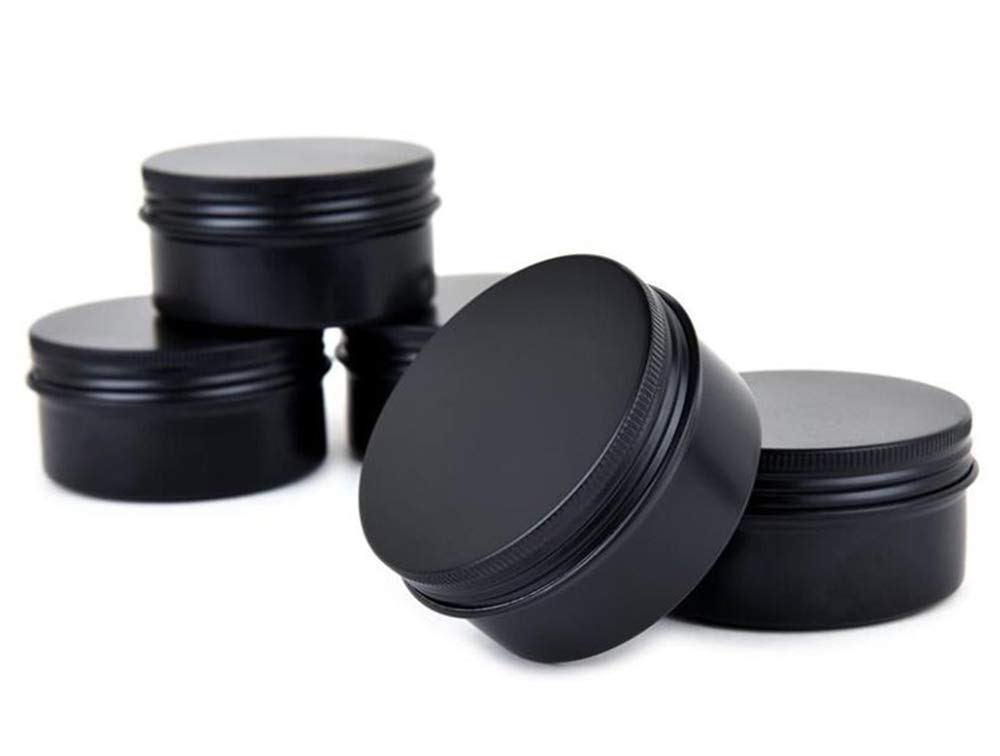 K JINGKELAI Black Aluminum Tin Containers - 3oz Round Screw Top Jars, 18 Pack for Lip Balm, DIY Cosmetics, Metal Storage