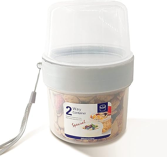 Vortipu Breakfast On The Go Cups,Yogurt Portable Cups Large Capacity Sealed Double Layer Food Container With Cereal Oatmeal Or F