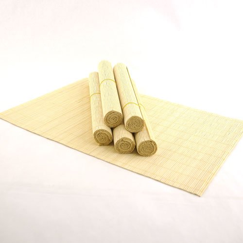Bamboomn Bamboo Placemat/Sushi Rolling Mat - 18.75'' X 13'' - Natural, 6 Pcs
