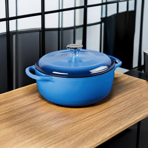 Lodge 4.5 Quart Enameled Cast Iron Dutch Oven With Lid - Dual Handles - Oven Safe Up To 500 F Or On Stovetop - Use To Marinate,