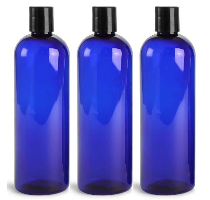Mountainleaf 3 Pack 16 Oz Plastic Empty Bottles With Black Press Disc Caps For Shampoo, Lotion, Hand Sanitizer, Dish Soap Etc.,