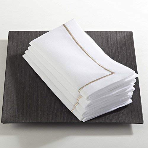 Saro Lifestyle Embroidered Line Design Napkins (Set Of 4), Black, 20''