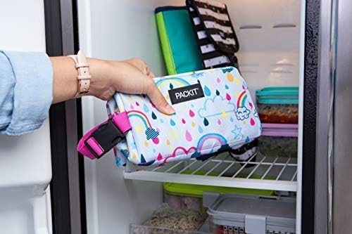 Packit Freezable Snack Box, Rainbow Sky, Built With Ecofreeze Technology, Collapsible, Reusable, Zip Closure With Buckle Handle,