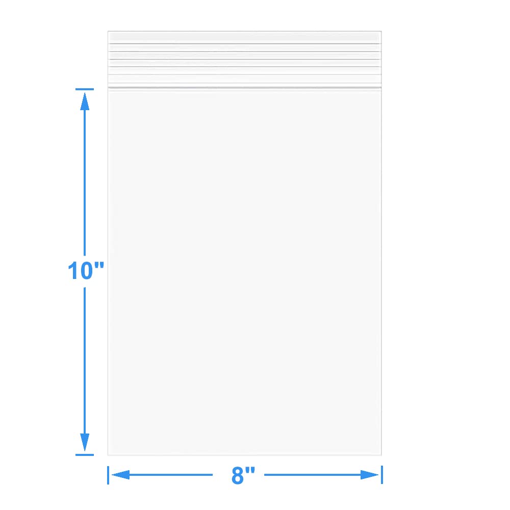 Foopama 100 Pcs 8 X 10 Thick Clear Zip Poly Lock Plastic Bags Seal Reclosable Zip Bag Durable 24 Mil Photo Cards Envelopes Snack
