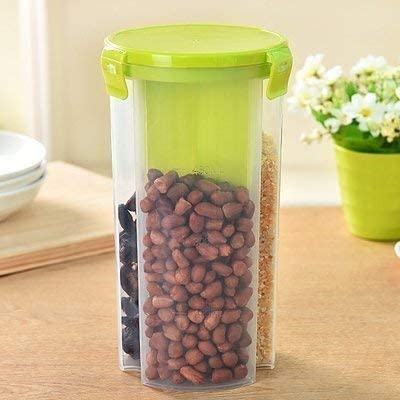 Ekdant Food Container 3 In 1 Transparent Plastic Lock Food Storage Airtight Container Jar For Cereals, Snacks, Pulses, Grocery 3