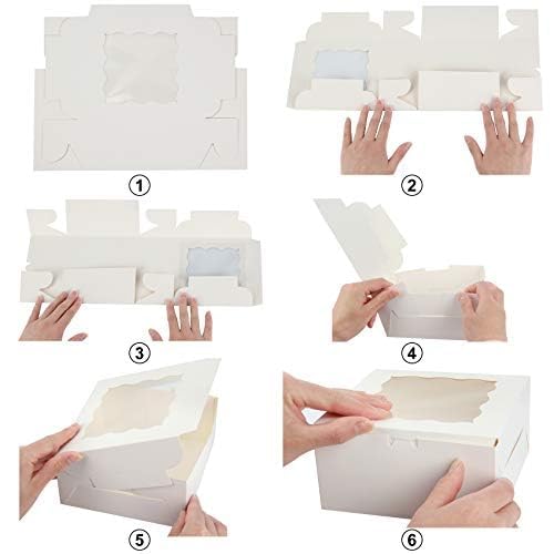 Hawhawtoys 60 Pcs Bakery Boxes With Window, 6 X 6 X 3 Inches, White Cookie Boxes Pastry Boxes For Baked Goods (White)