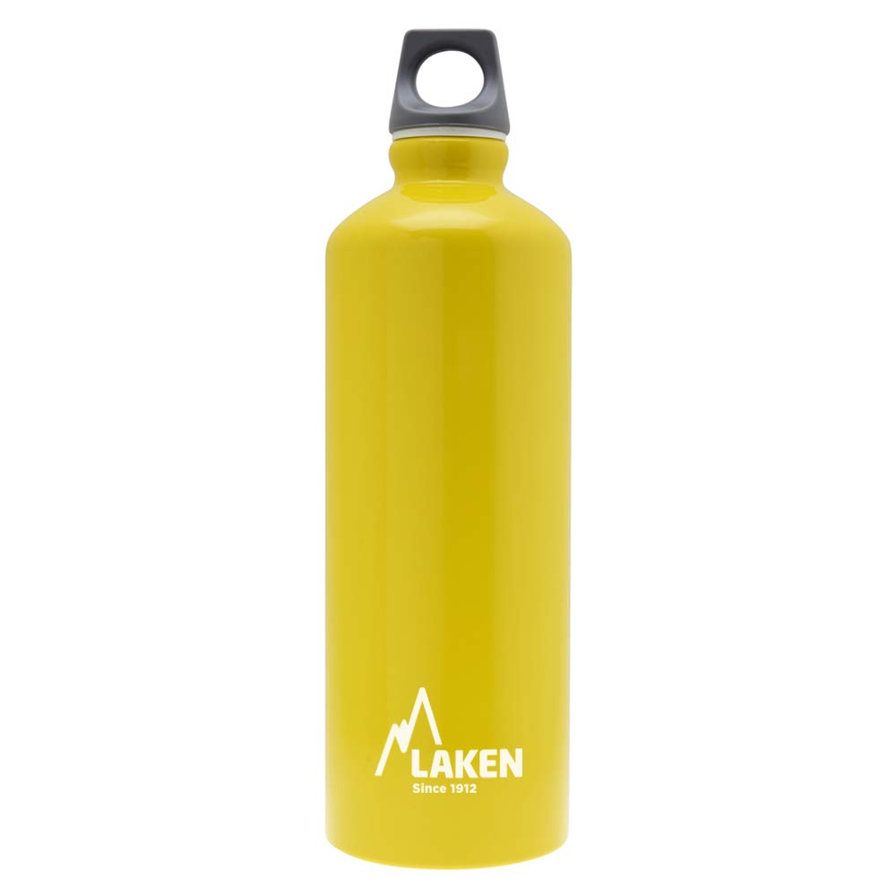 Laken Futura Aluminum Water Bottle - Narrow Mouth, Screw Cap with Loop - Leak-Proof, BPA Free, Made in Spain - 25oz, Yellow