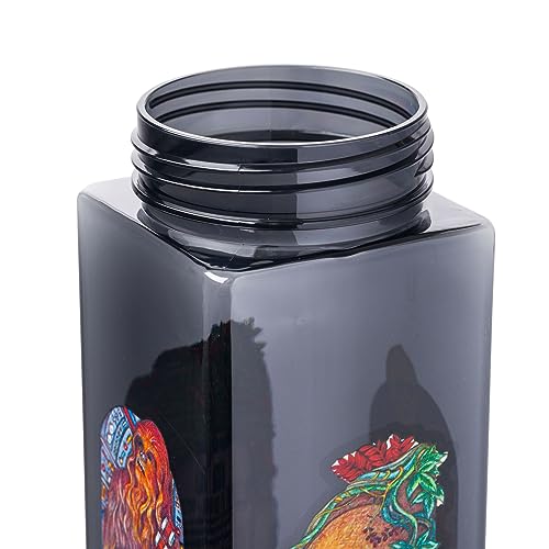Silver Buffalo Star Wars Featuring R2-D2, C3Po, Chewbacca, And Yoda Plastic Square Water Bottle With Lid, 25 Ounces