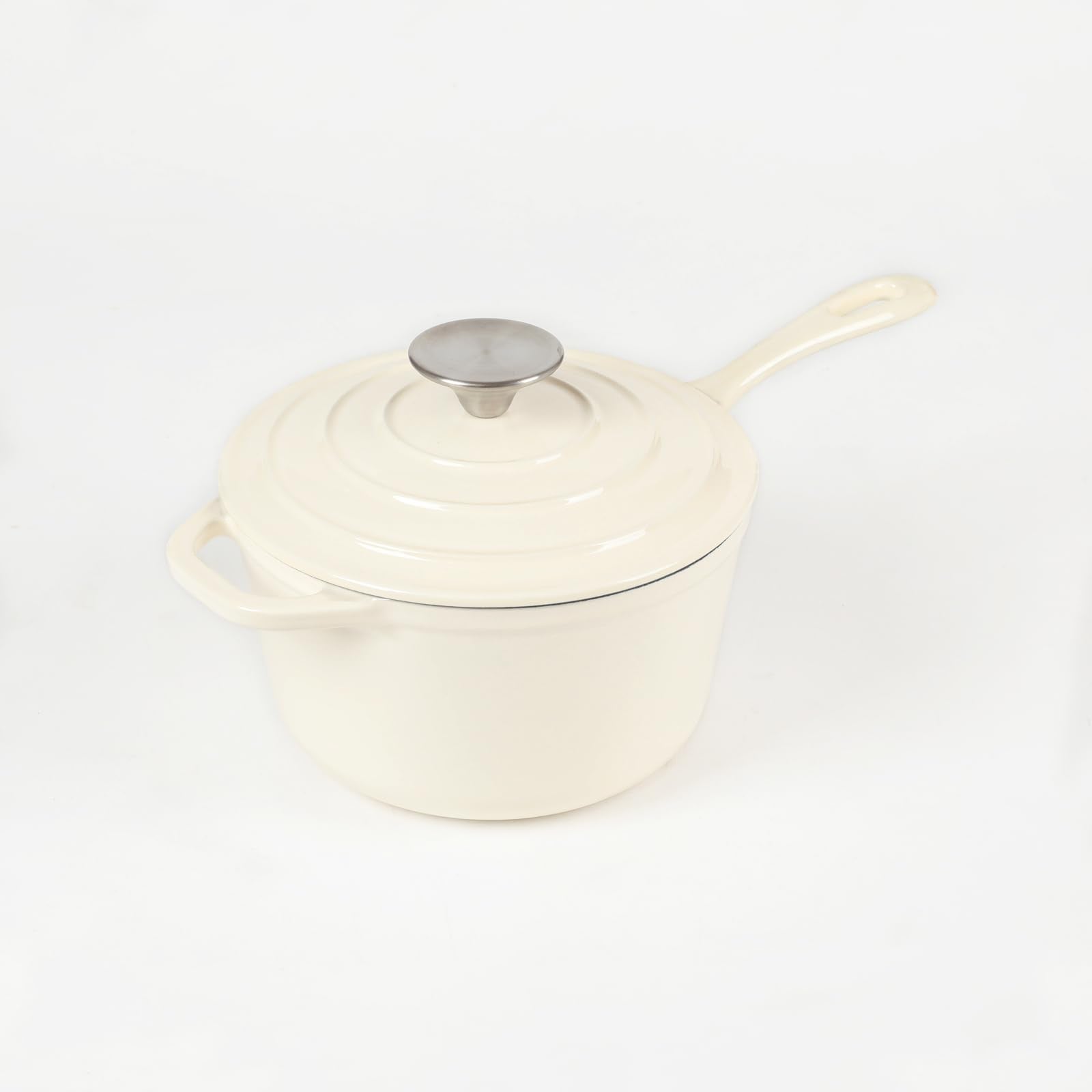HAWOK Enameled Cast Iron 2 Quart Dia.18CM Sauce pan Oyster white