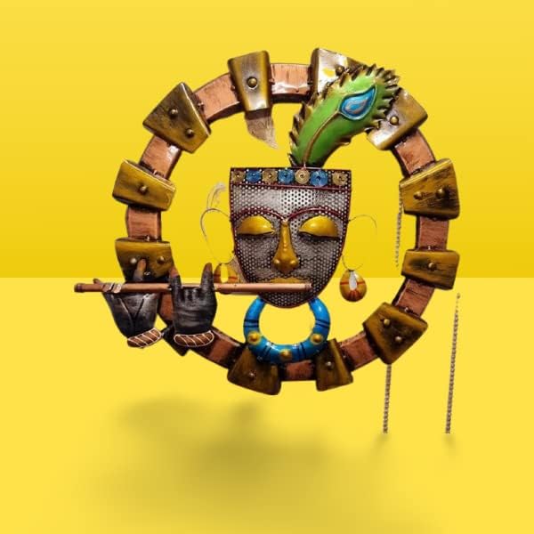 RSN Krishna Flute Wall Decoration, Metal Wall Sculpture, Modern Metal Wall Decor, Wall Art for Bedroom, Wall Hanging & Decorativ