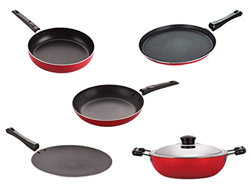Nirlon Odor Free 3 Layer Non Stick Coating Cookware Gift Item Set Of 5 Pieces With Bakelite Handle(26_Ct_Dkdb_Tp_Ft11_Fp12)