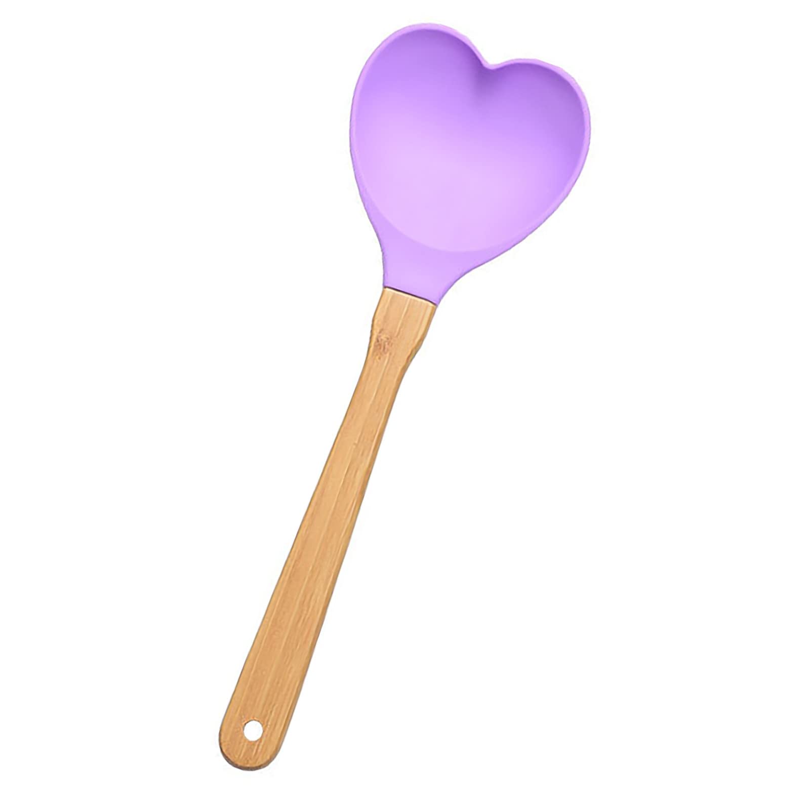 Heart Shaped Silicon Wood Spoon Cooking, Serving, Stirring, Mixing Kitchen Utensil,Meaningful Kitchen Gift Idea, Made With Love,