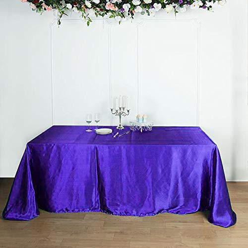 Balsacircle 90X156 Inch Purple Satin Rectangle Tablecloth Table Cover Linens For Wedding Table Cloth Party Reception Events Kitc