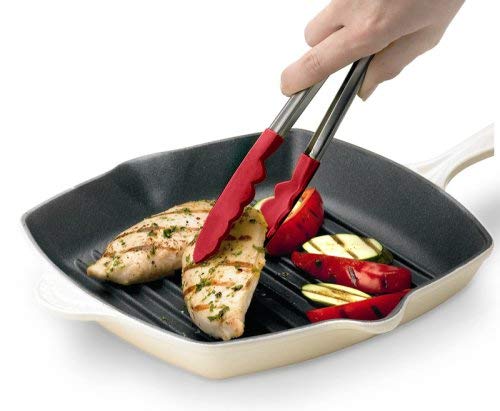 Cuisipro 12-Inch Silicone Locking Tongs, Red