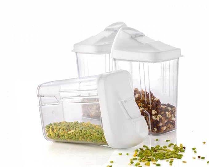 Happitol Sigma Container Transparent Container Set For Kitchen Storage,Plastic Airtight Container With Lid For Pulses, Dal, Ric