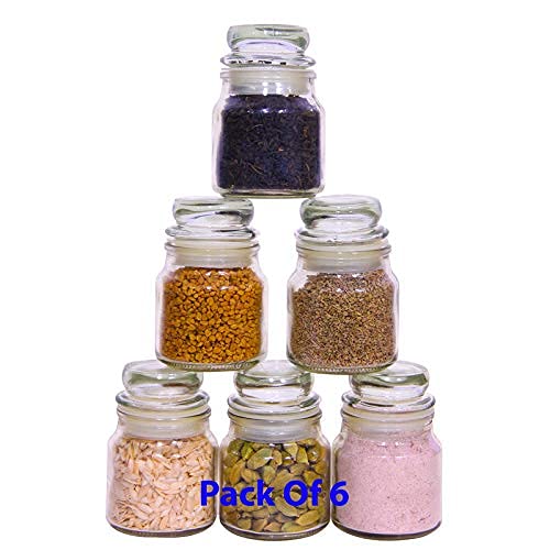 LUCID...We Build Relations Hexagon Glass Jar And Container With Rust Proof Air Tight Lid Glass Jar For Storage Of Spices And Dry