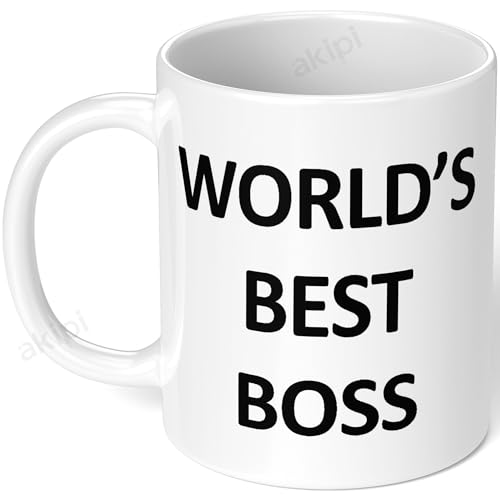 Akipi WorldS Best Boss Mug - The Office Tv Show Ceramic Coffee Cup (11Oz) - Funny Gift For Bosses, Managers, Coworkers & Fans O