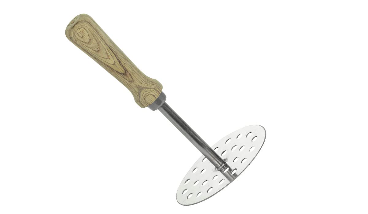 Stainless Steel Smooth Potato Masher Ricer Presser With Wooden Handle,Potato Masher