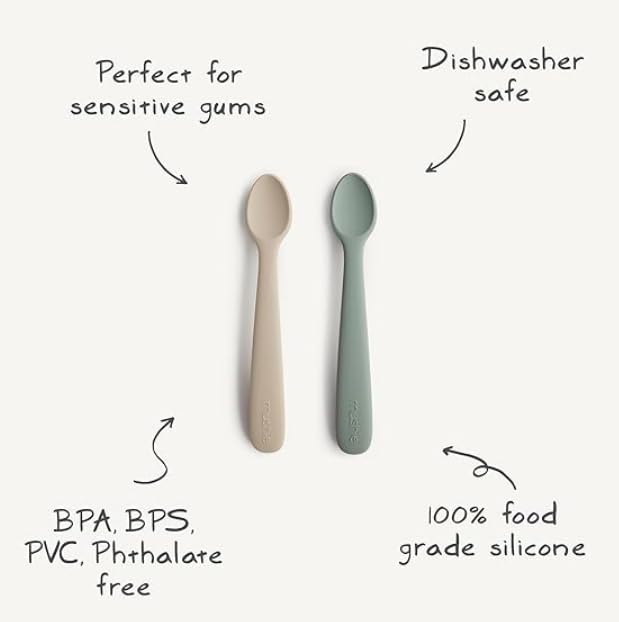 mushie Silicone Baby Feeding Spoons  2 Pack (Daffodil)