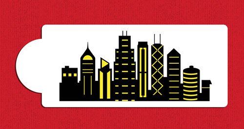 Chicago Detailed Skyline Cake Stencil Side C1005 By Designer Stencils