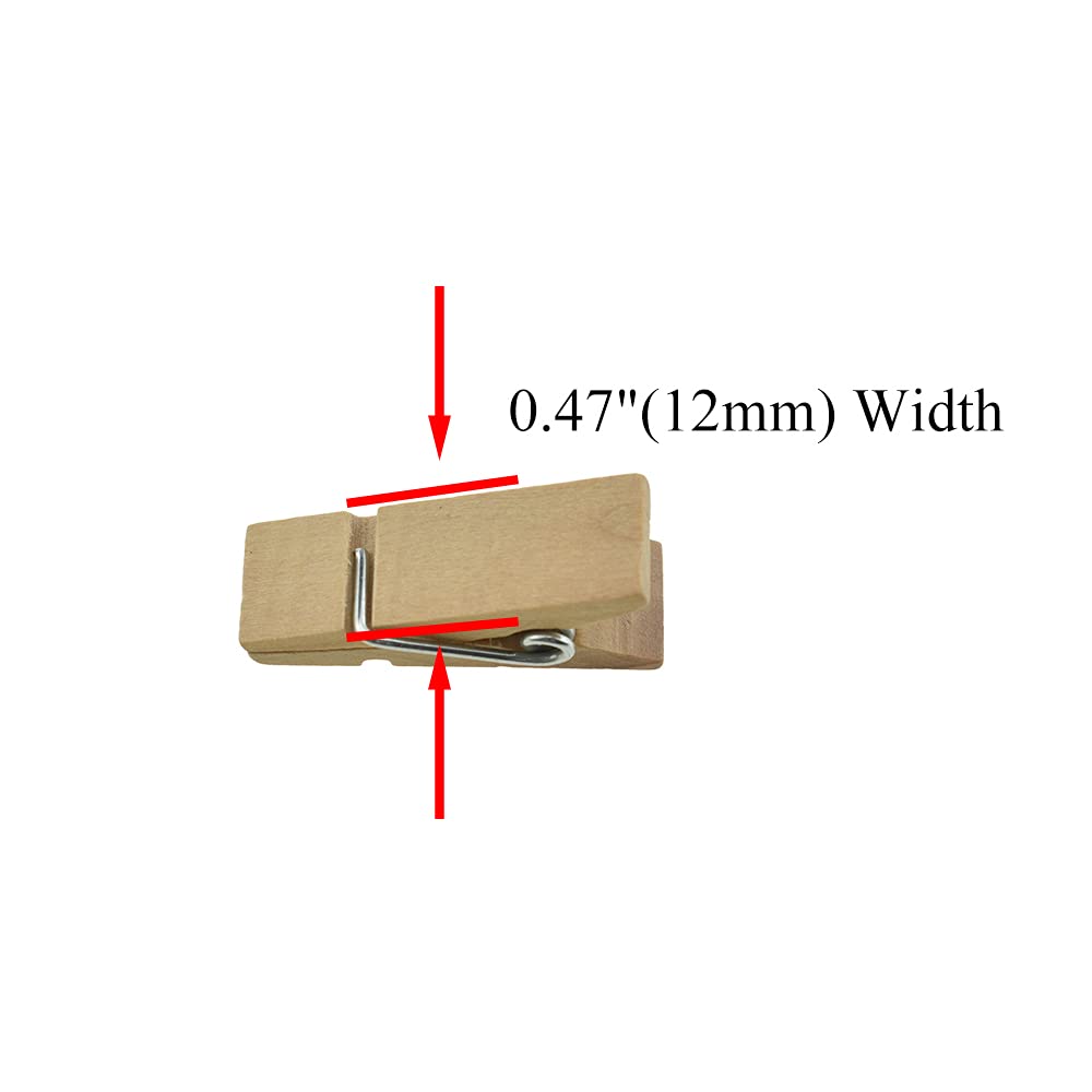 Hahiyo Wooden Clothes Pins Clothespins Small Do Not Fall Apart 1.38X0.47 Inches Length 35 Pack Sturdy Strong Springs No Rust No