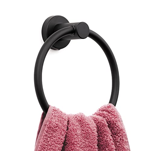 Marmolux Acc Matte Black Towel Ring - Hand Towel Holder For Bathroom Wall Mounted - Sus304 Stainless Steel - Kitchen & Bathroom