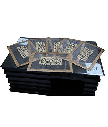 Kuber Industries Dining Table Place Mats Set Of 6 Pcs In Laminated Patch Design (Golden)