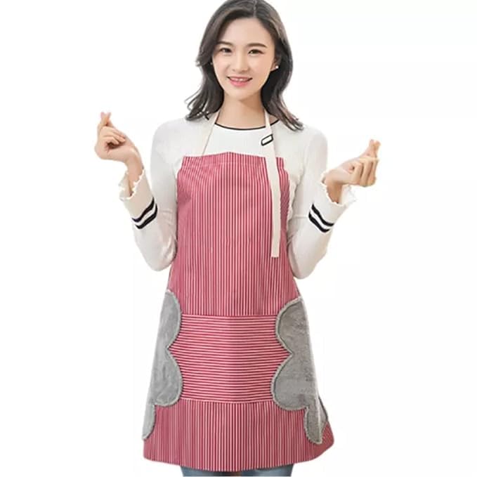 Aimers Cooking Apron For Men & Women Dualsided Coral Velvet With Hand Wipe Towels Chef Apron With Big Front Pocket Ideal For Ho