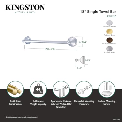 Kingston Brass BA1162SN Vintage 18'' Towel Bar  Brushed Nickel