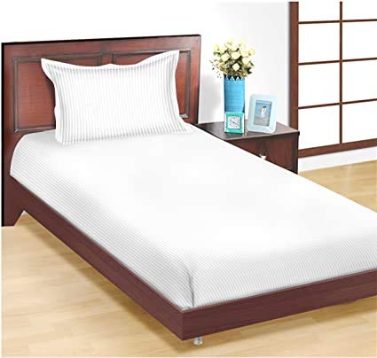 Pps Textiles White Cotton Plain Bedsheet, 135 Cm X 205 Cm, Normal Quality (Cotton With Pillow Cover)
