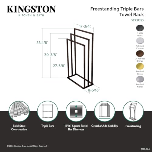 Kingston Brass Scc8331 Edenscape 3-Tier Pedestal Towel Rack, Polished Chrome