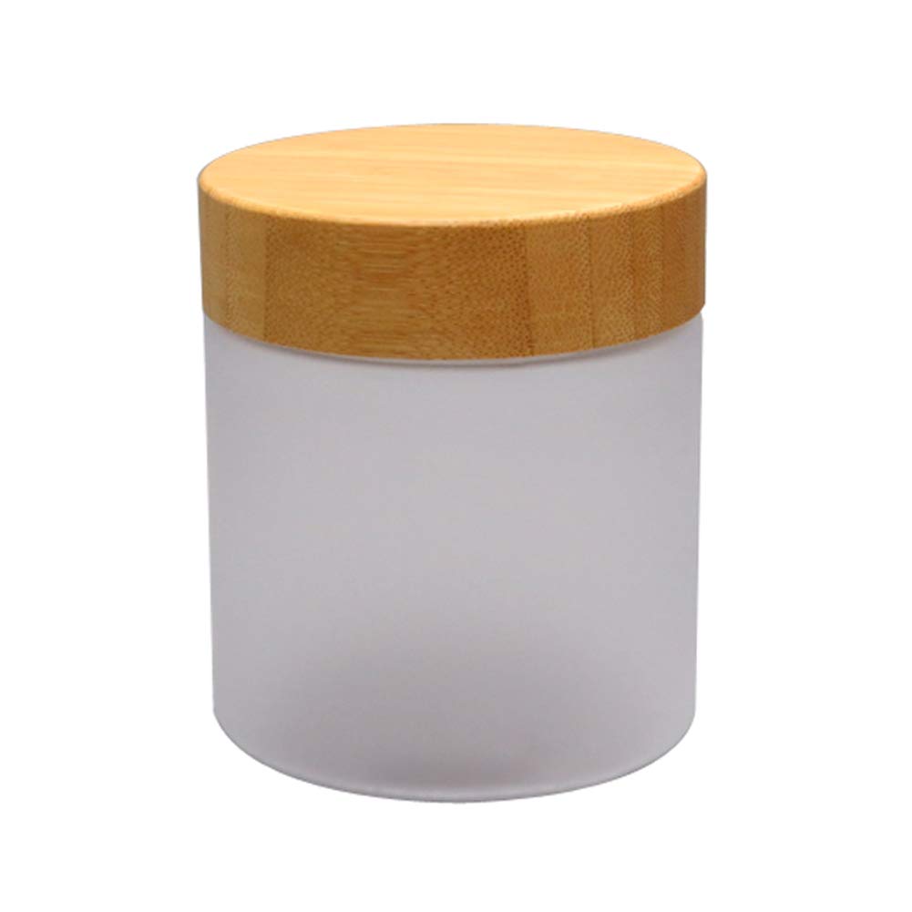1Pcs 250Ml/8.5Oz Pet Frosted Transparent Empty Refillable Cosmetic Jar With Bamboo Lid Cosmetic Cream Pot Tin Box Case Container