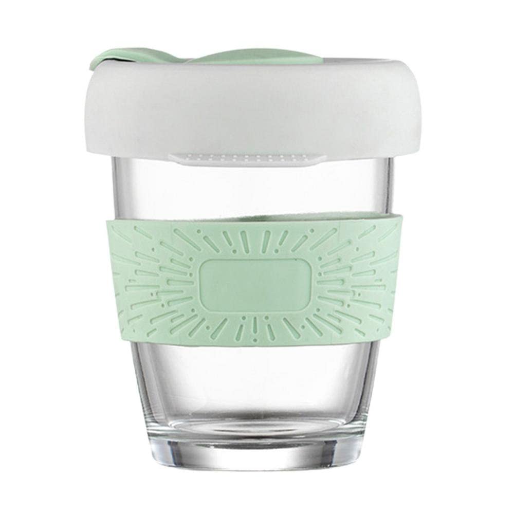 Baskety Reusable Coffee Cup Travel Coffee Mug with Lid & Silicone Drinking Cup  350ml (Green, Pack of 1)