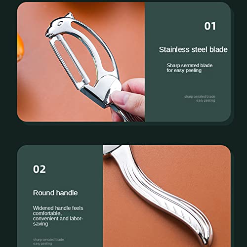 Arfuka Vegetable Peeler Potato Vegetable Apple Peelers For Fruit Carrot Veggie Squirrel Shape Potatoes Peeler Stainless Steel Pe