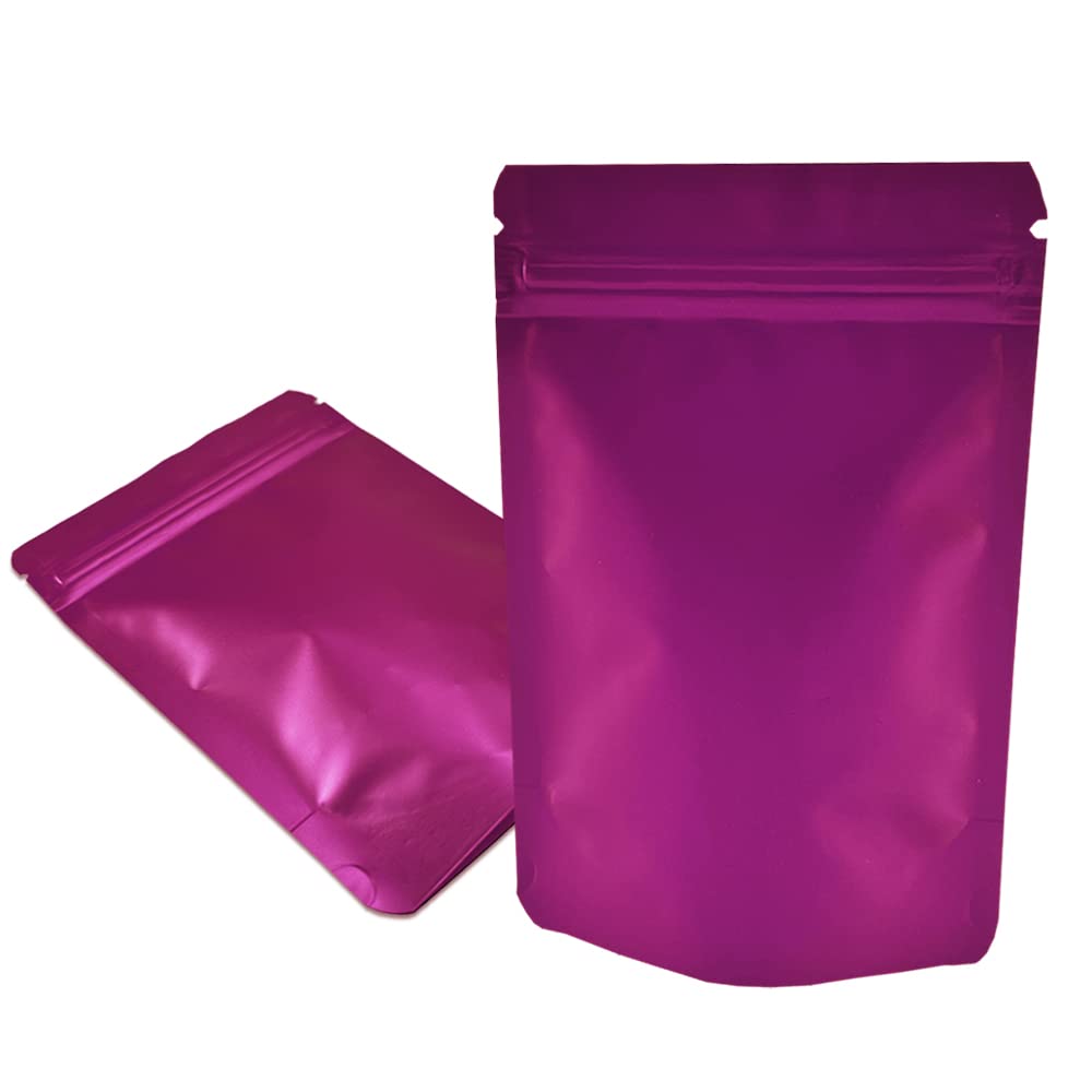 Pabck 50 Pieces 5.5X7.87 Inch(Inside Size 4.7X5.1 Inch) Stand-Up Resealable Heat Seal Bags 3.55Mil Thick Frosted Pink Foil Seale