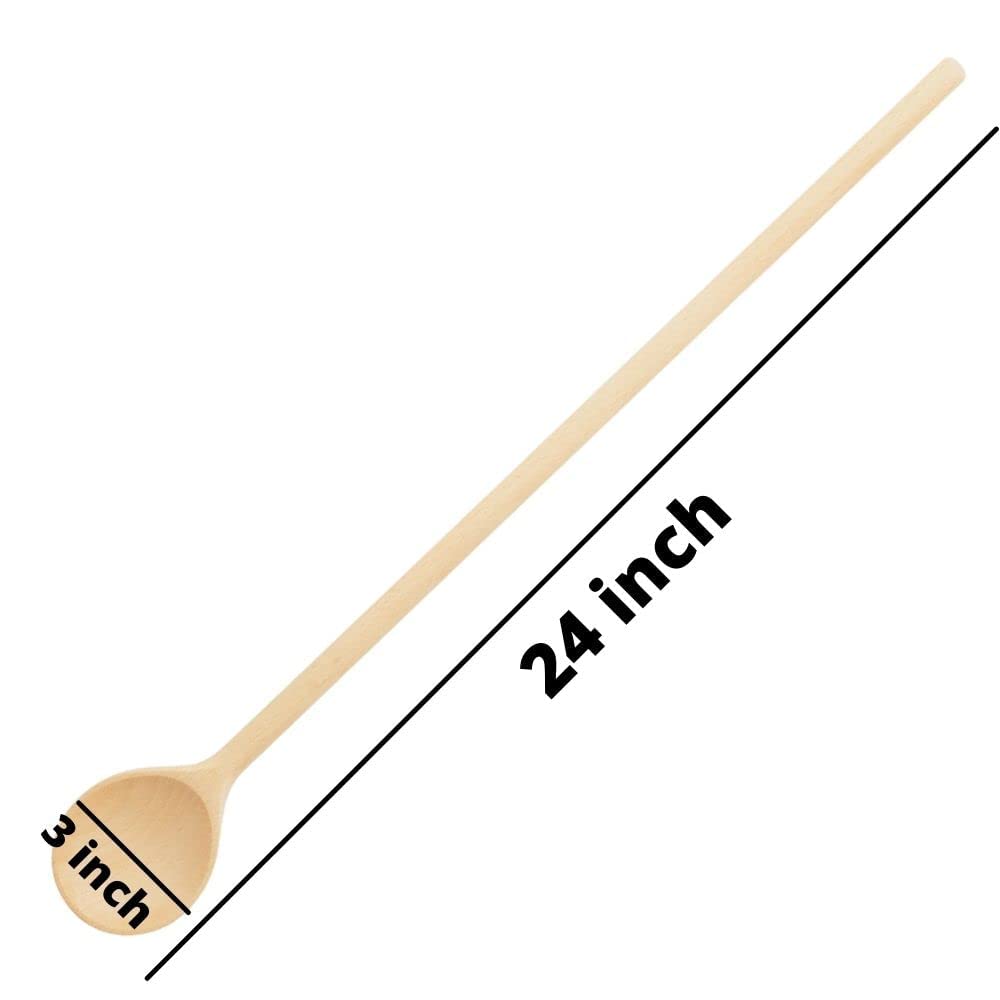 Mr.Woodware Wooden Kitchen Utensils- 24 Inch Long Handle Beech Wood Wok Spatula And Cooking Spoon - 2 In 1 Wooden Cooking Utensi