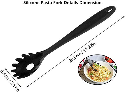 Spaghetti Spoon Pasta Fork,11Inch Silicone Pasta Fork,High Heat Resistant To 480F, Hygienic One Piece Design, Spaghetti Strainer